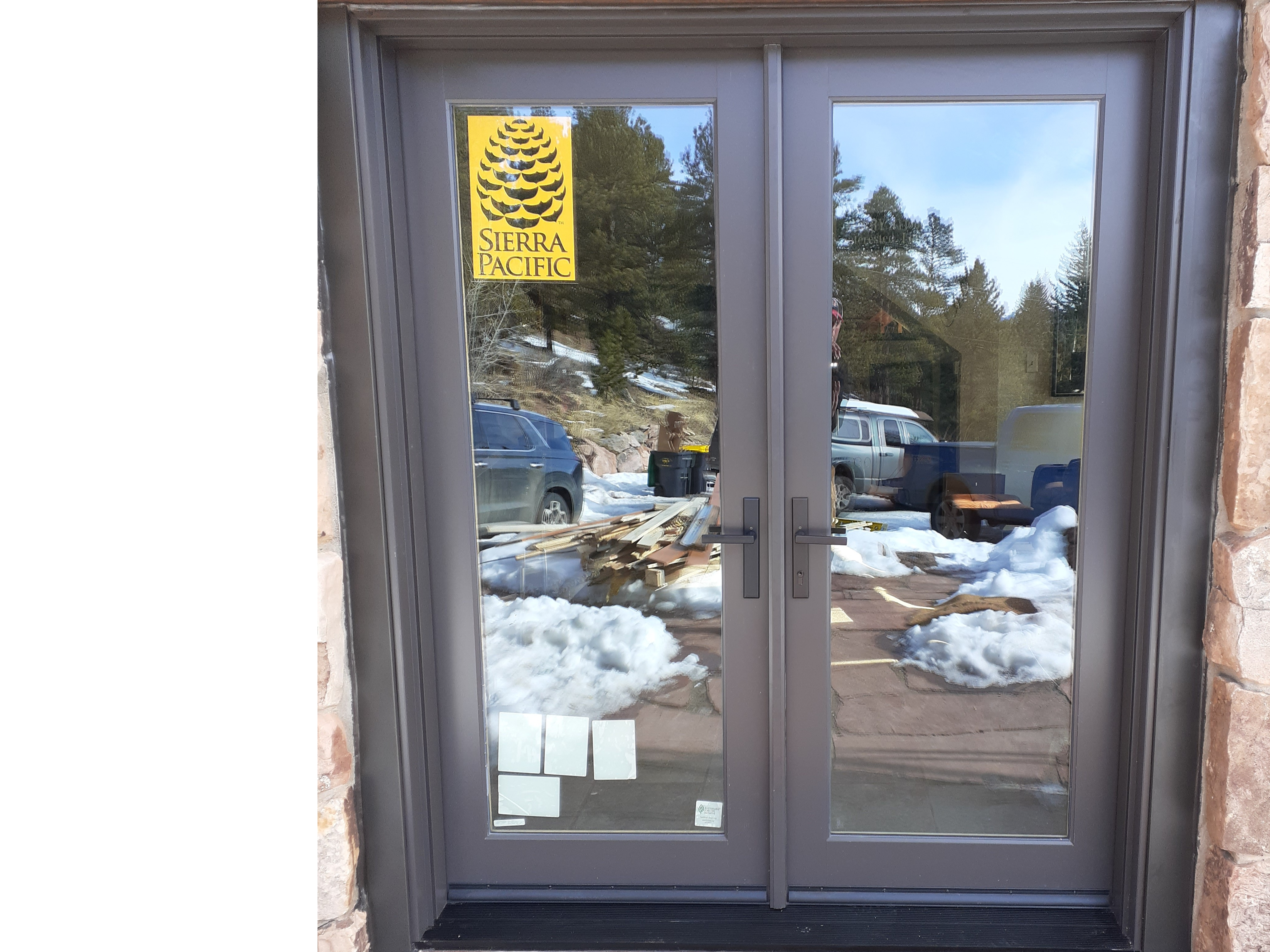 Morrison, CO. French door after image Sierra Pacific Full-Lite glass wood-clad color Bronze