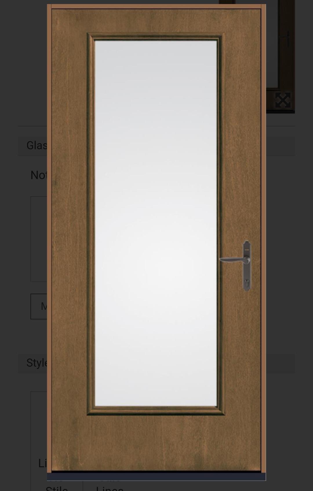 Therma-Tru Full- Lite with Acorn stain Bronze lever style handle double bore with deadbolt is available