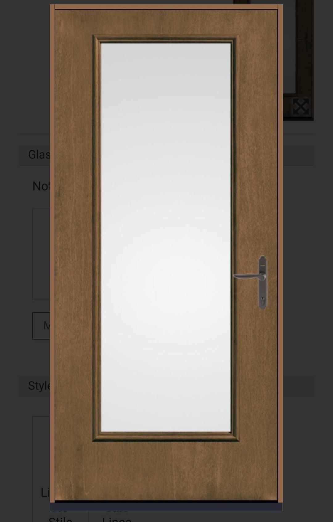 Therma-Tru Full- Lite with Acorn stain Bronze lever style handle double bore with deadbolt is available